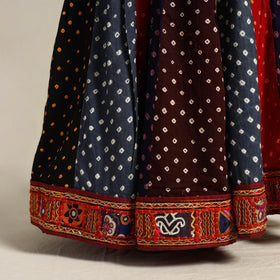 Multicolor 24 Kali Patchwork Tie & Dye Cotton Bandhani Skirt