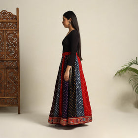 Multicolor 24 Kali Patchwork Tie & Dye Cotton Bandhani Skirt