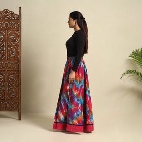 Buy 24 Kali Multicolor Patchwork Cotton Long Shibori Tie-Dye Skirt