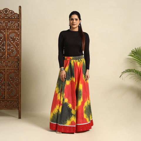 Buy 24 Kali Multicolor Patchwork Cotton Long Shibori Tie-Dye Skirt