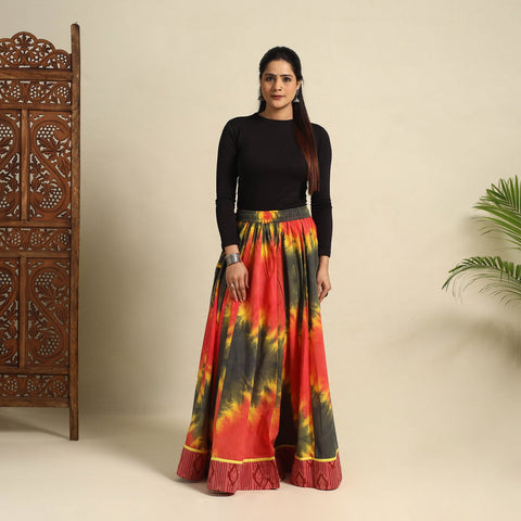 Buy 24 Kali Multicolor Patchwork Cotton Long Shibori Tie-Dye Skirt