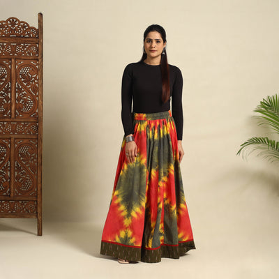 Buy 24 Kali Multicolor Patchwork Cotton Long Shibori Tie-Dye Skirt
