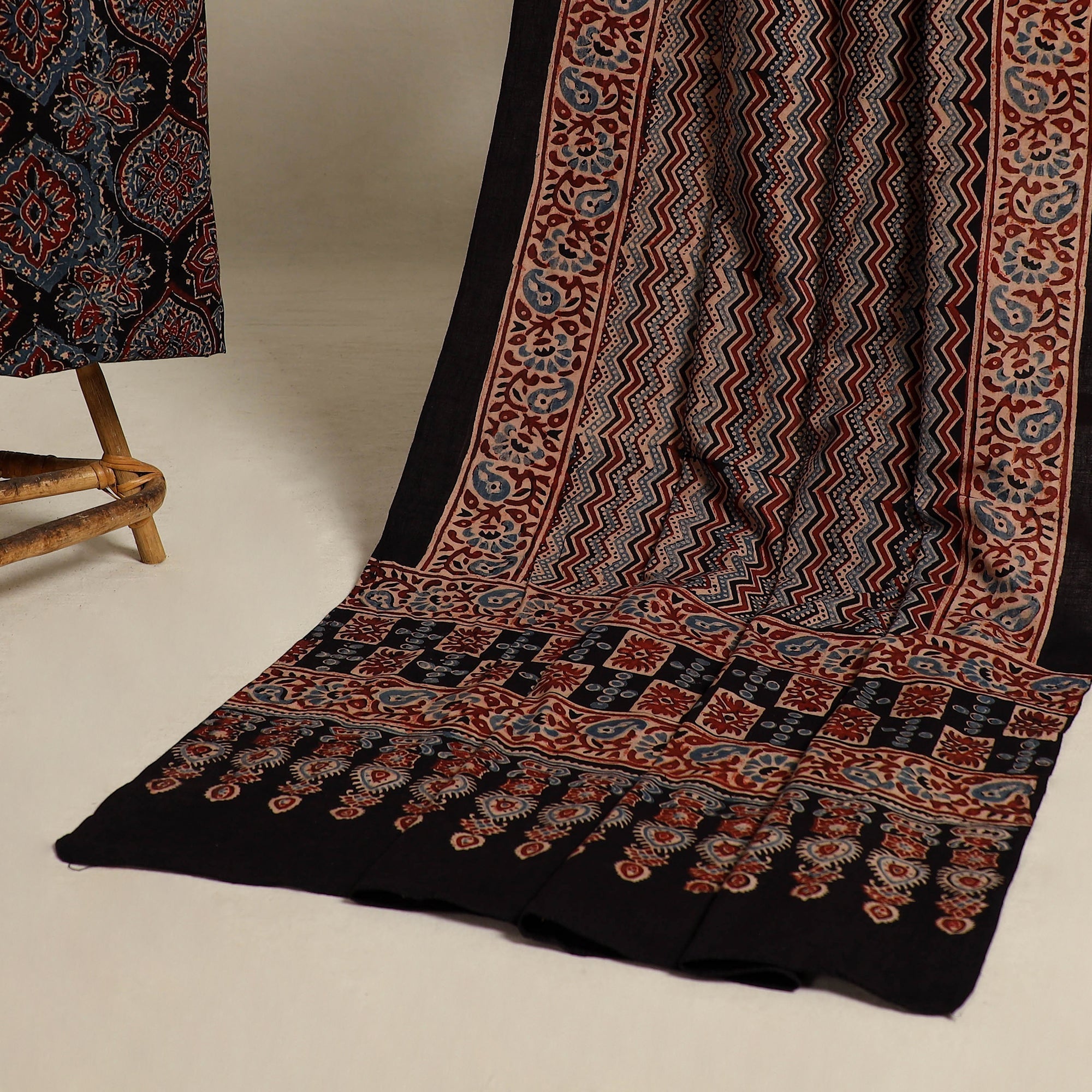 Buy Multicolor 2pc Block Print Natural Dyed Ajrakh Dress Material