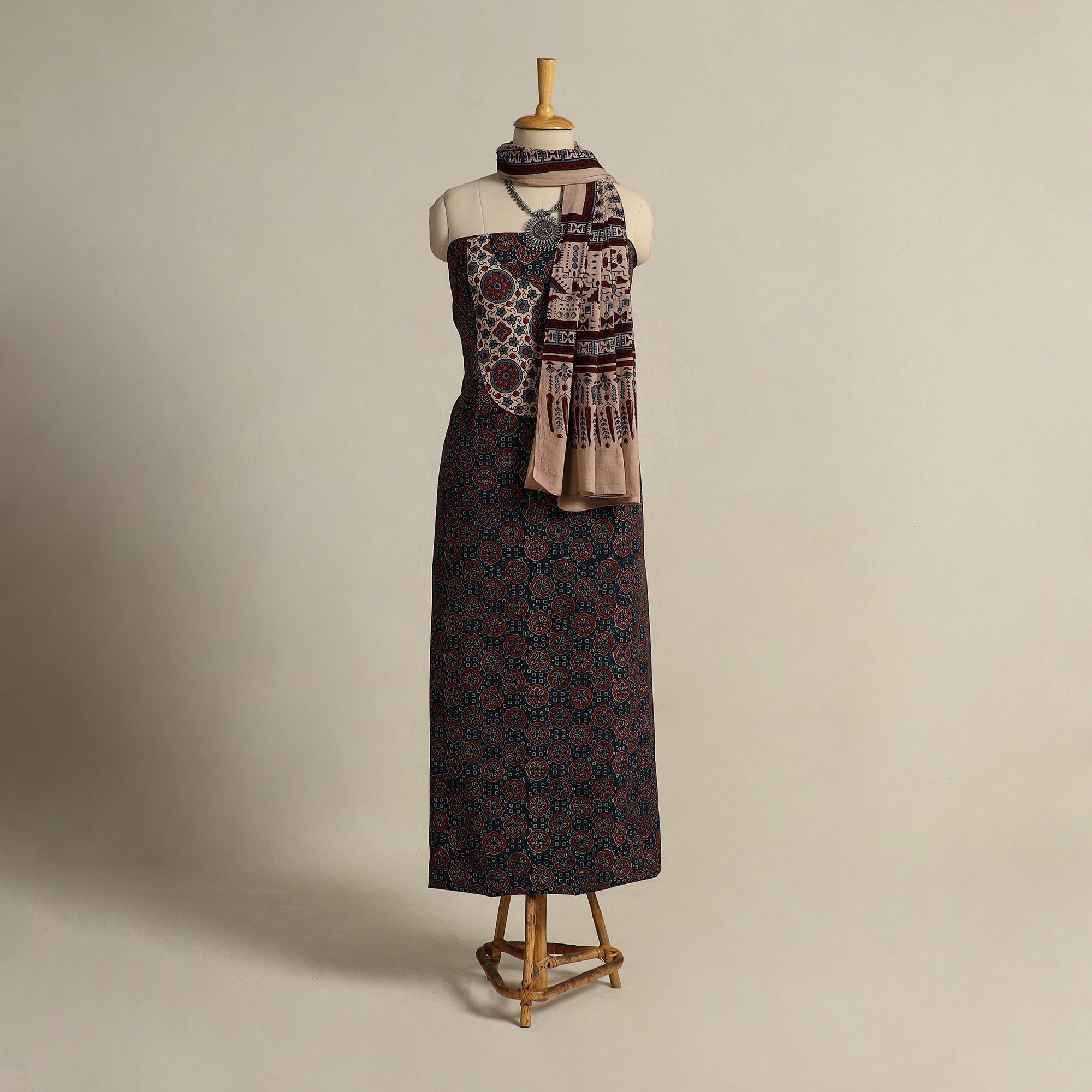 Buy 2pc Block Print Ajrakh Dress Material