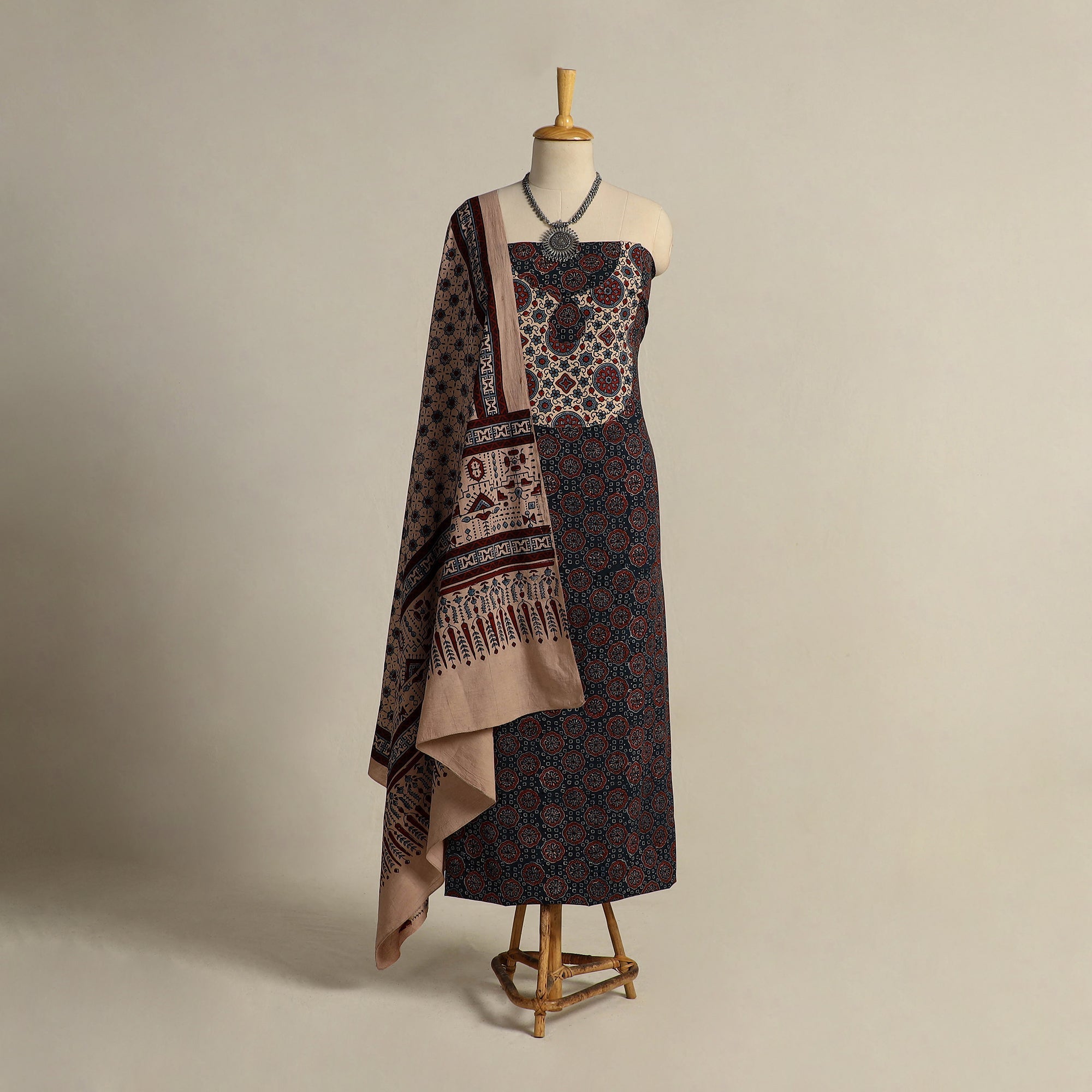 Buy 2pc Block Print Ajrakh Dress Material