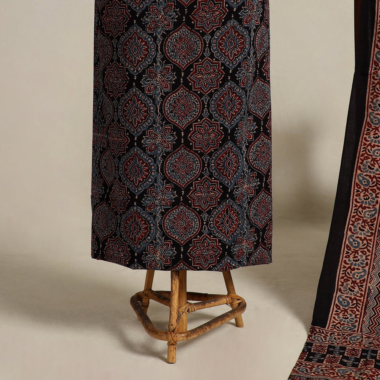 Buy Multicolor 2pc Block Print Natural Dyed Ajrakh Dress Material
