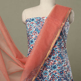 Buy 2pc Cotton Multicolor Sanganeri Print Kurta with Plain Dupatta