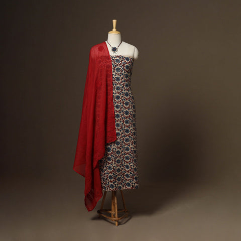 2pc cotton unstitched dress material with jewellery set 18