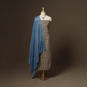 2pc cotton unstitched dress material with jewellery set 28