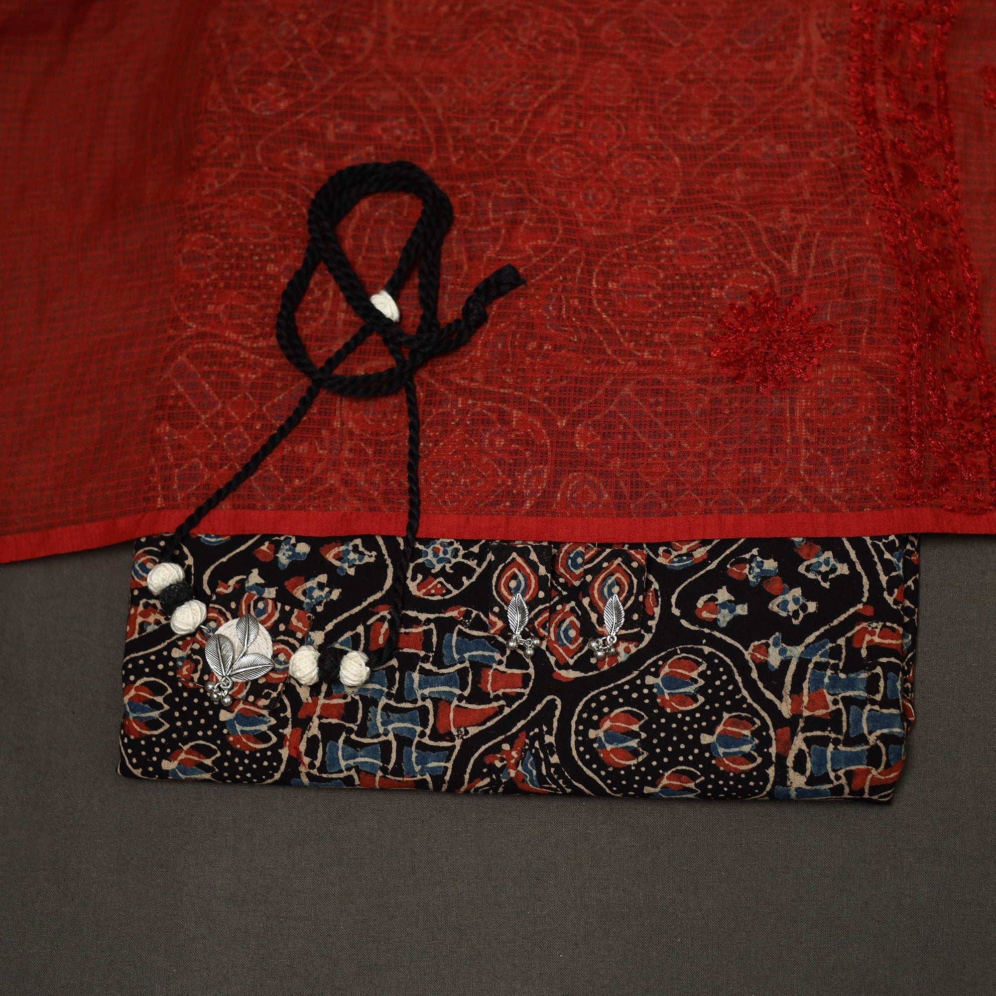 2pc cotton unstitched dress material with jewellery set 30