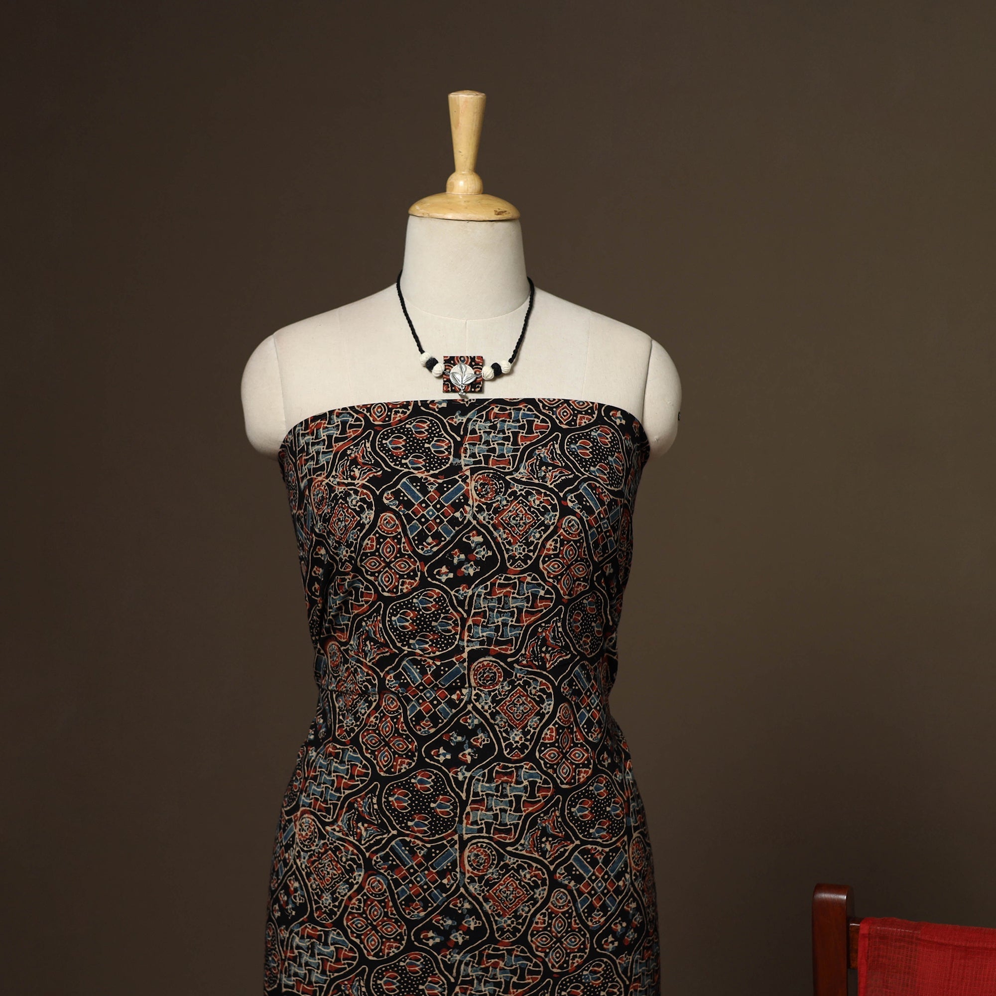 2pc cotton unstitched dress material with jewellery set 30