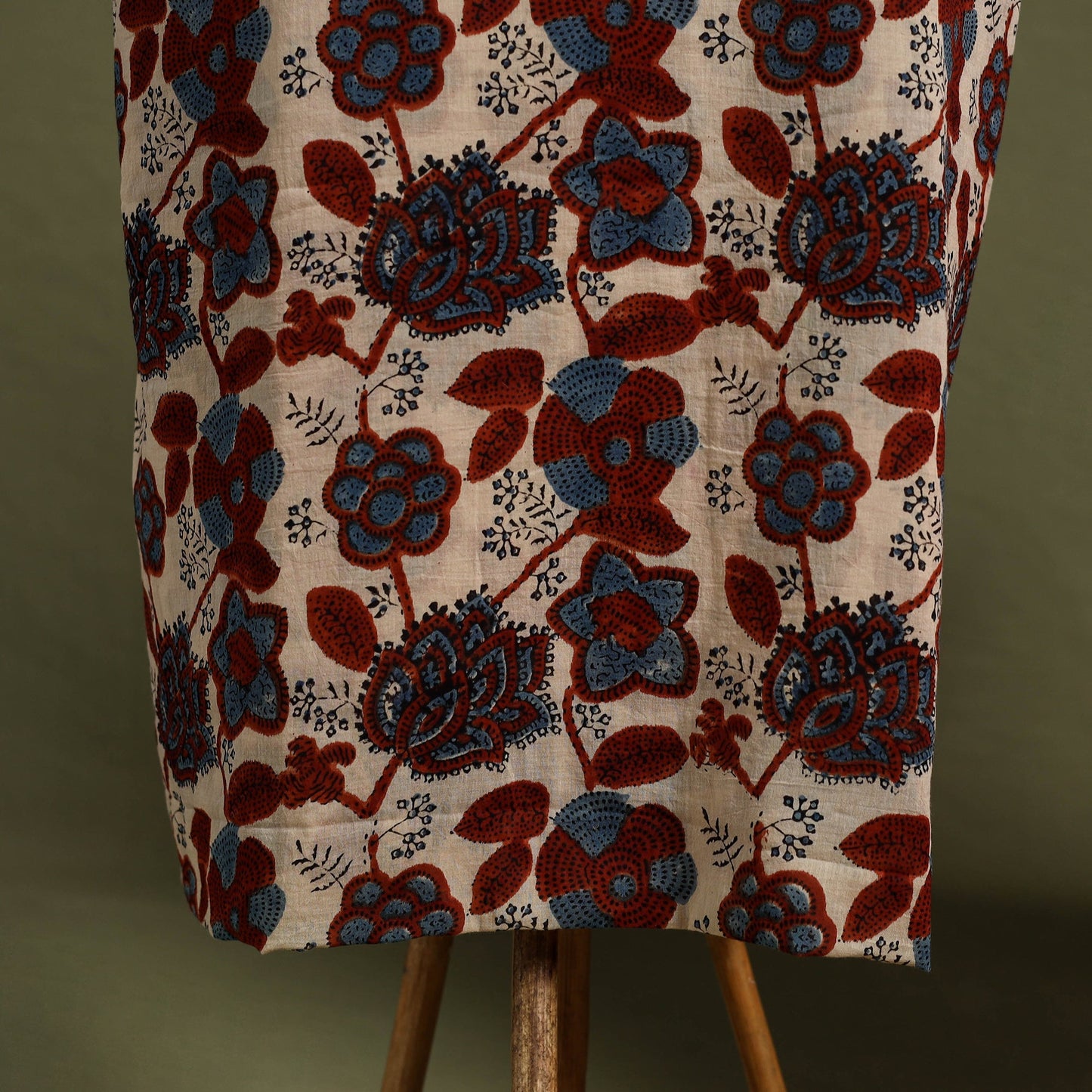 Multicolor 2pc Cotton Ajrakh Print Kurta with Ikat Dupatta