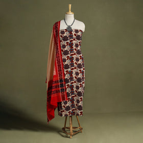 Multicolor 2pc Cotton Ajrakh Print Kurta with Ikat Dupatta