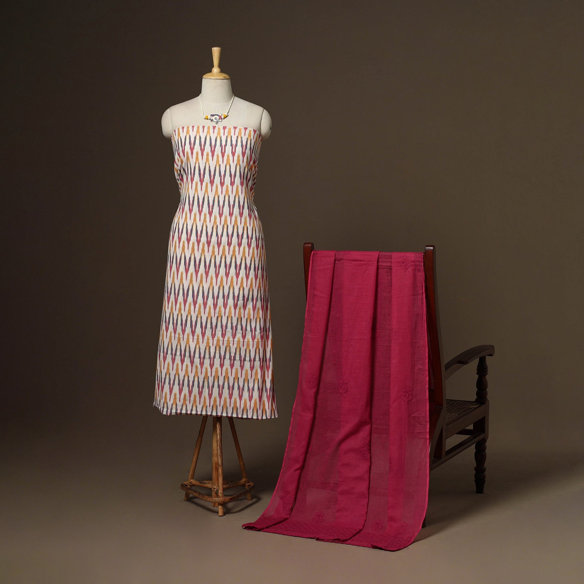 2pc cotton unstitched pochampally ikat dress material
