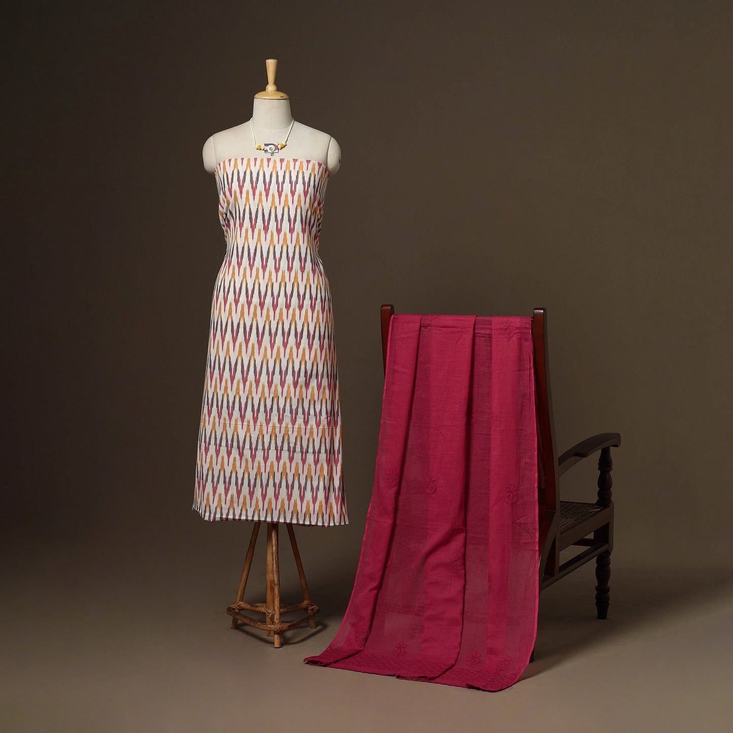 2pc cotton unstitched pochampally ikat dress material