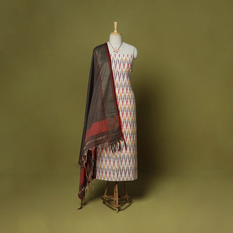 Multicolor - 2pc cotton unstitched pochampally ikat dress