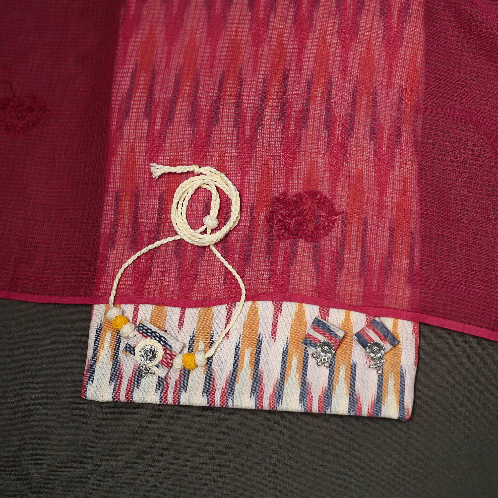2pc cotton unstitched pochampally ikat dress material