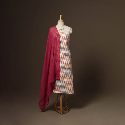 2pc cotton unstitched pochampally ikat dress material