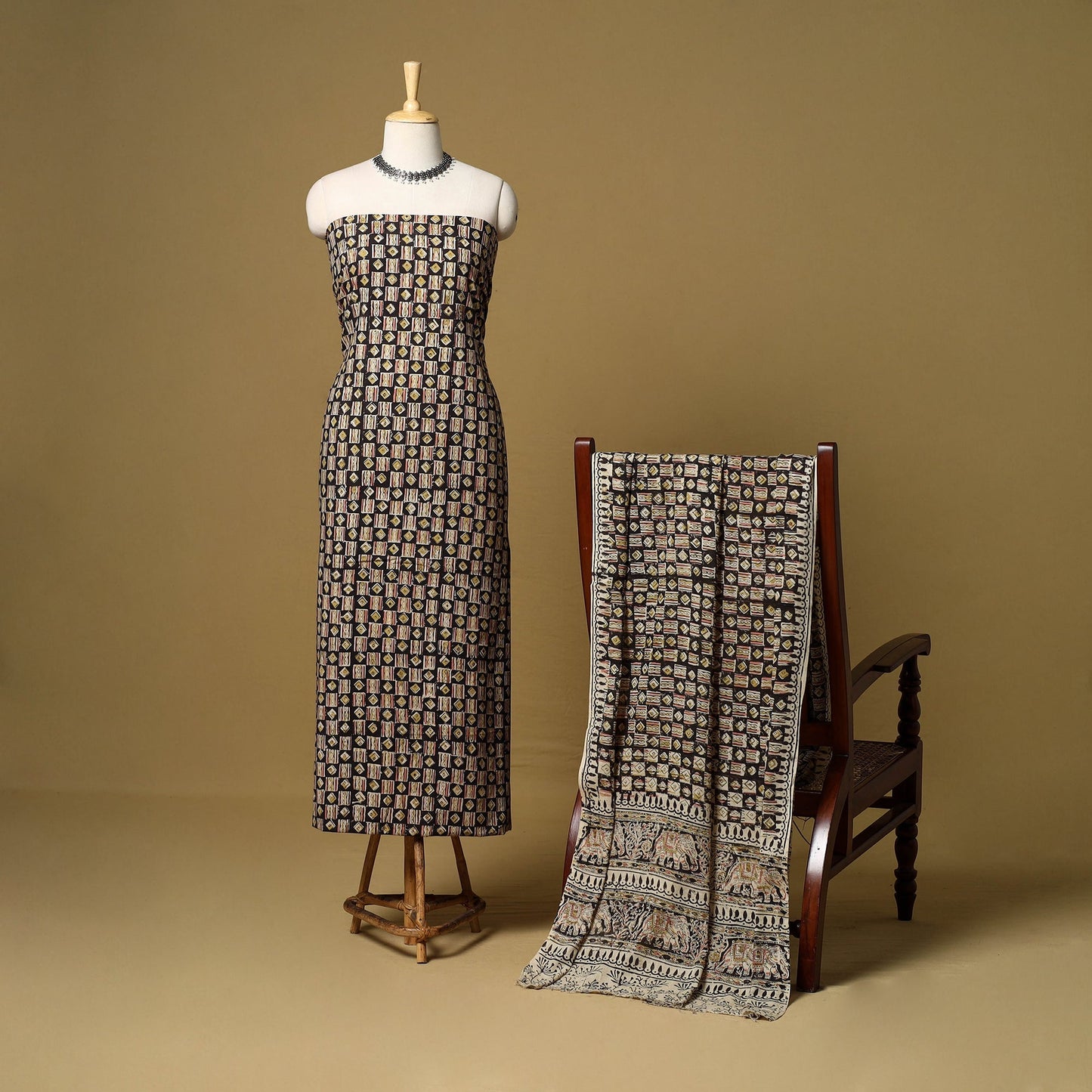 2pc natural dyed cotton unstitched kalamkari dress material