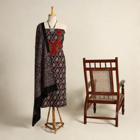  Multicolor 2pc Block Print Natural Dyed Ajrakh Dress Material