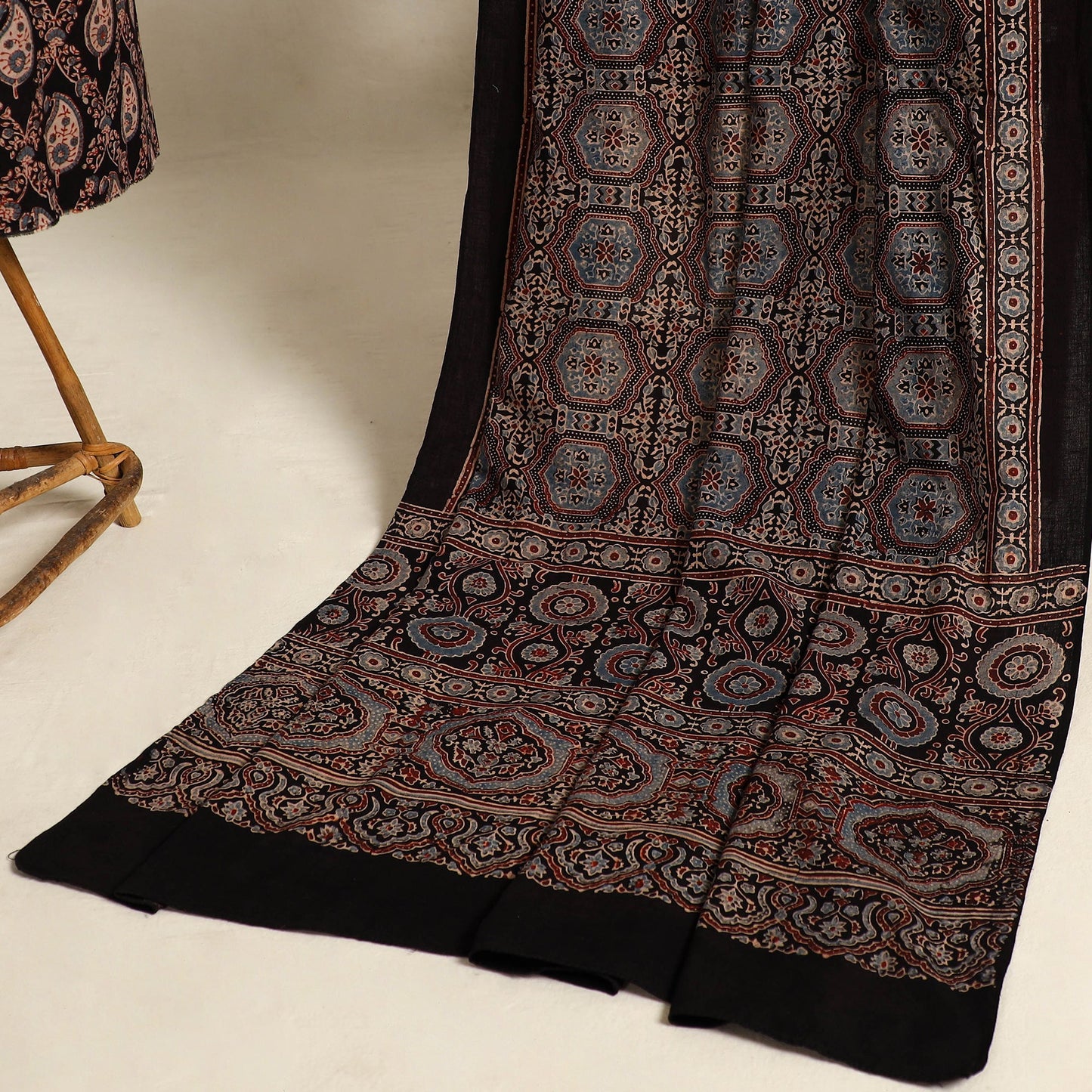  Multicolor 2pc Block Print Natural Dyed Ajrakh Dress Material