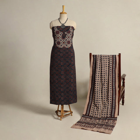 Buy 2pc Block Print Ajrakh Dress Material