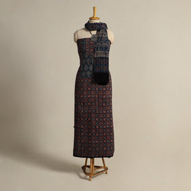 Buy Multiolor 2pc Block Print Natural Dyed Ajrakh Dress Material