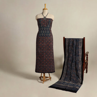 Buy Multiolor 2pc Block Print Natural Dyed Ajrakh Dress Material