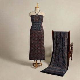 Buy Multiolor 2pc Block Print Natural Dyed Ajrakh Dress Material