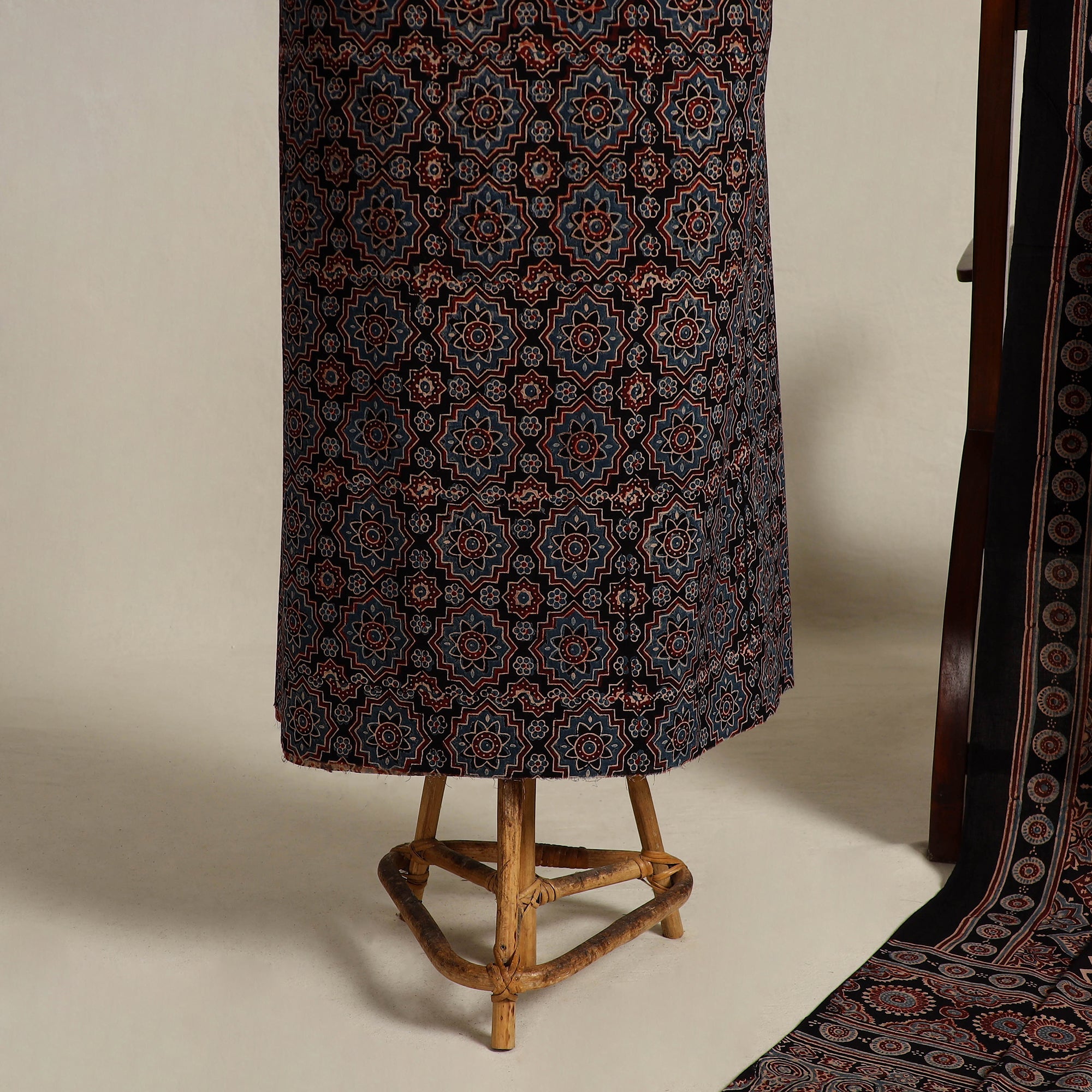  Multicolor 2pc Block Print Natural Dyed Ajrakh Dress Material