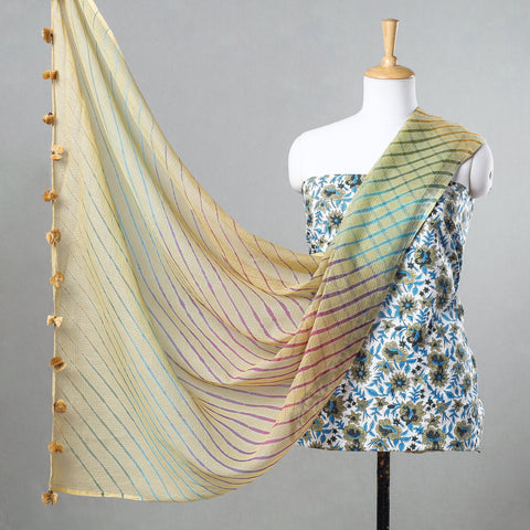  2pc Sanganeri Block Printed Cotton Kurta with Leheriya Dupatta 