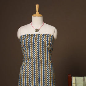 Multicolor - 2pc unstitched dress material with jewellery