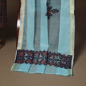 Multicolor - 2pc unstitched dress material with jewellery