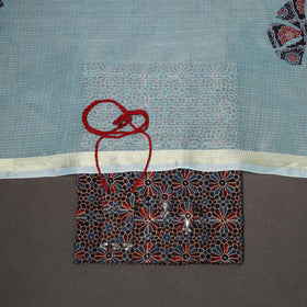 Multicolor - 2pc unstitched dress material with jewellery