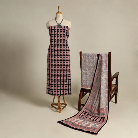 Multicolor 3pc Bagh Print Cotton Dress Material Set