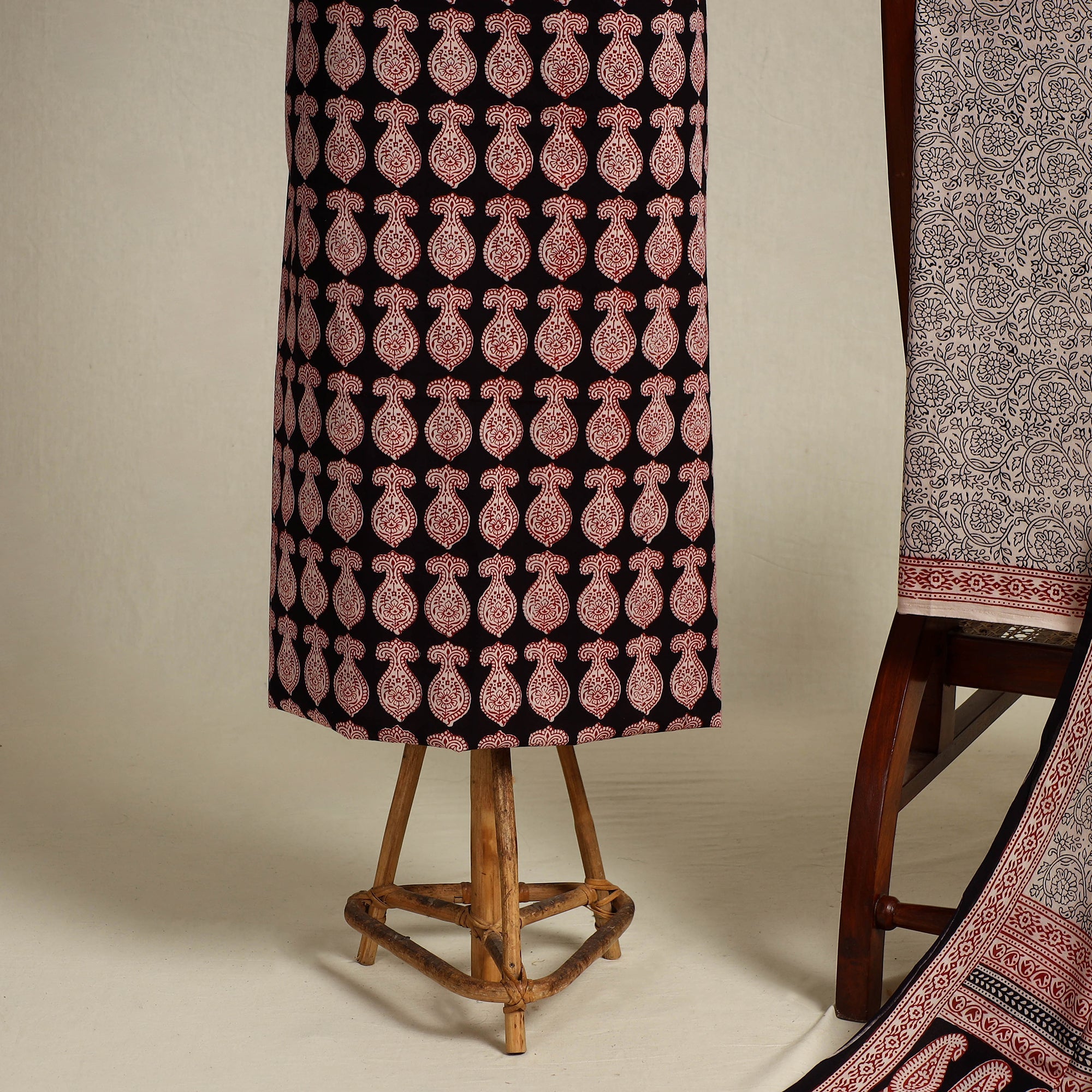 Multicolor 3pc Bagh Print Cotton Dress Material Set