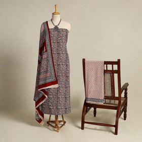 Multicolor 3pc Bagh Print Cotton Dress Material Set