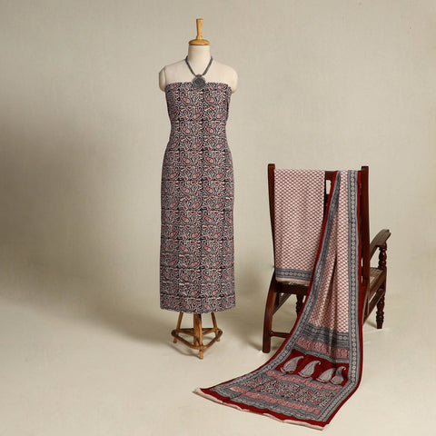 Multicolor 3pc Bagh Print Cotton Dress Material Set