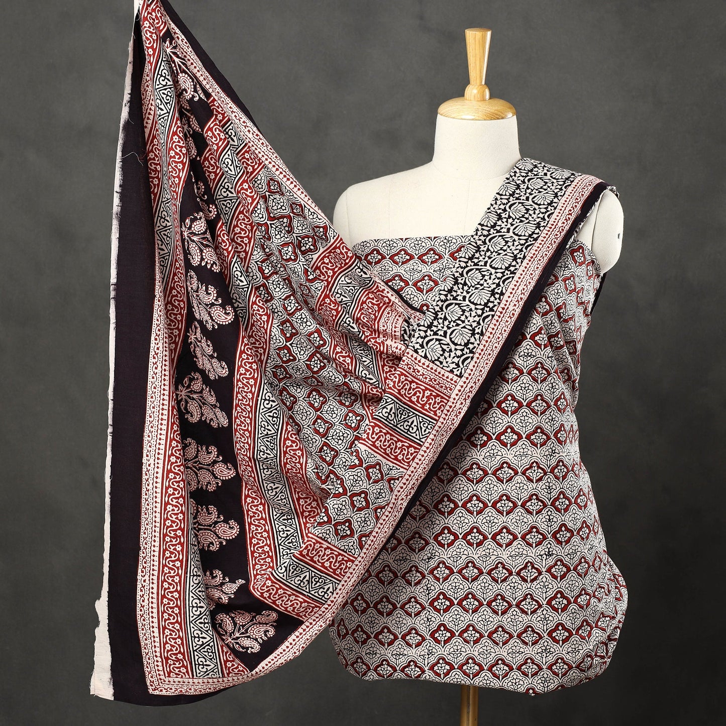  3pc Bagh Print Cotton Dress Material Set
