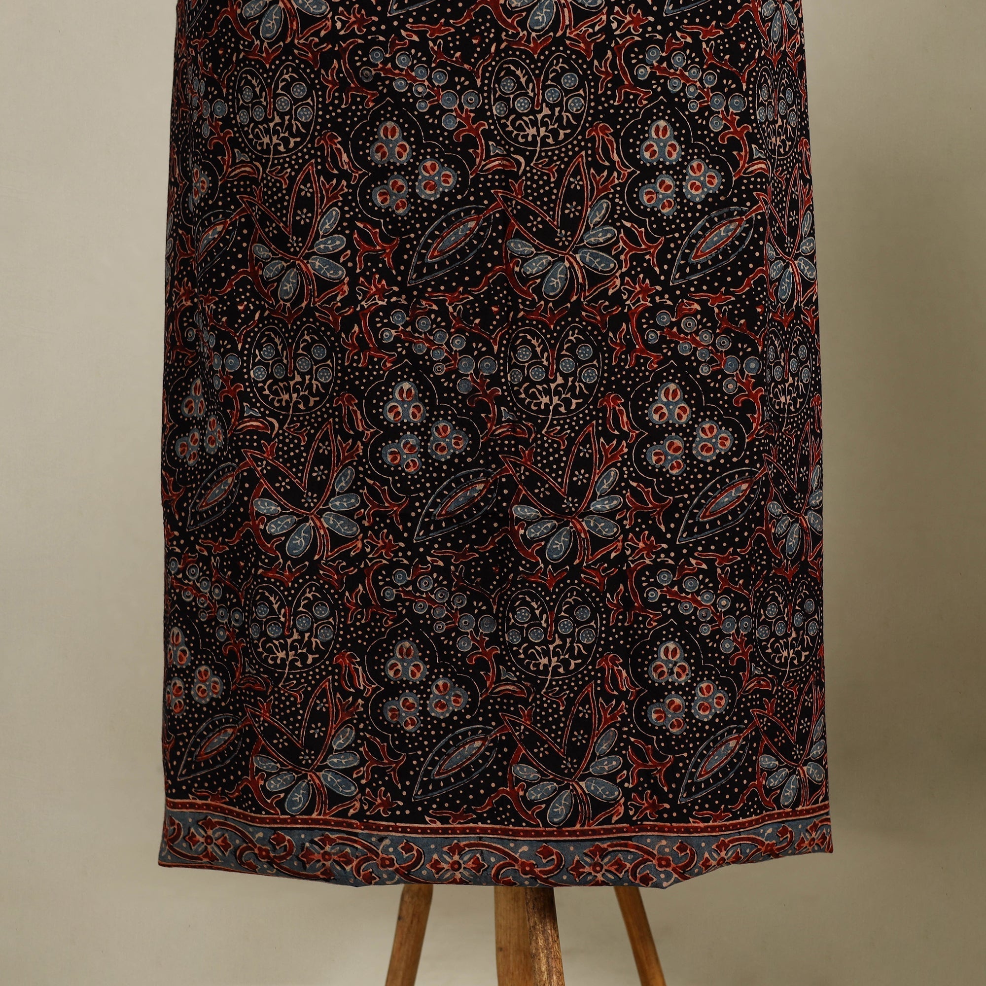 Multicolor 3pc Block Print Natural Dyed Ajrakh Dress Material