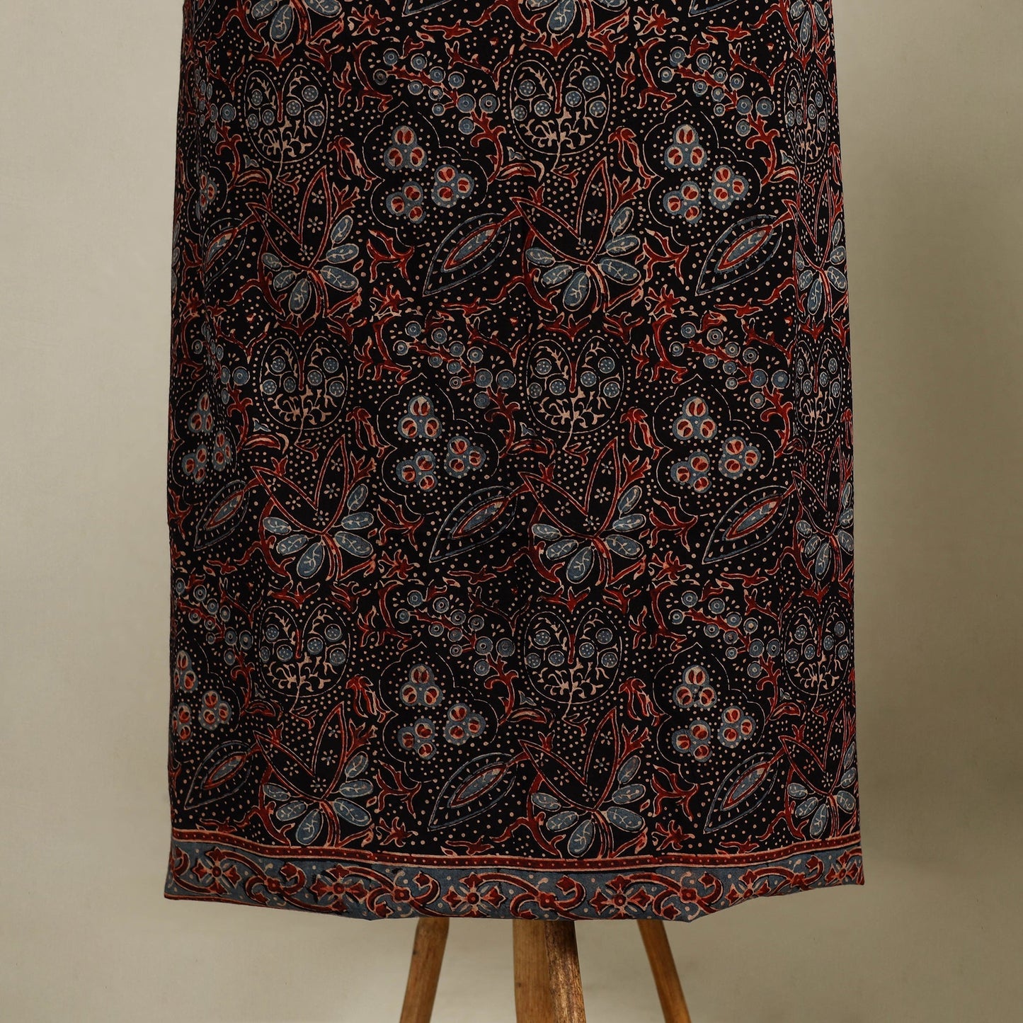 Multicolor 3pc Block Print Natural Dyed Ajrakh Dress Material