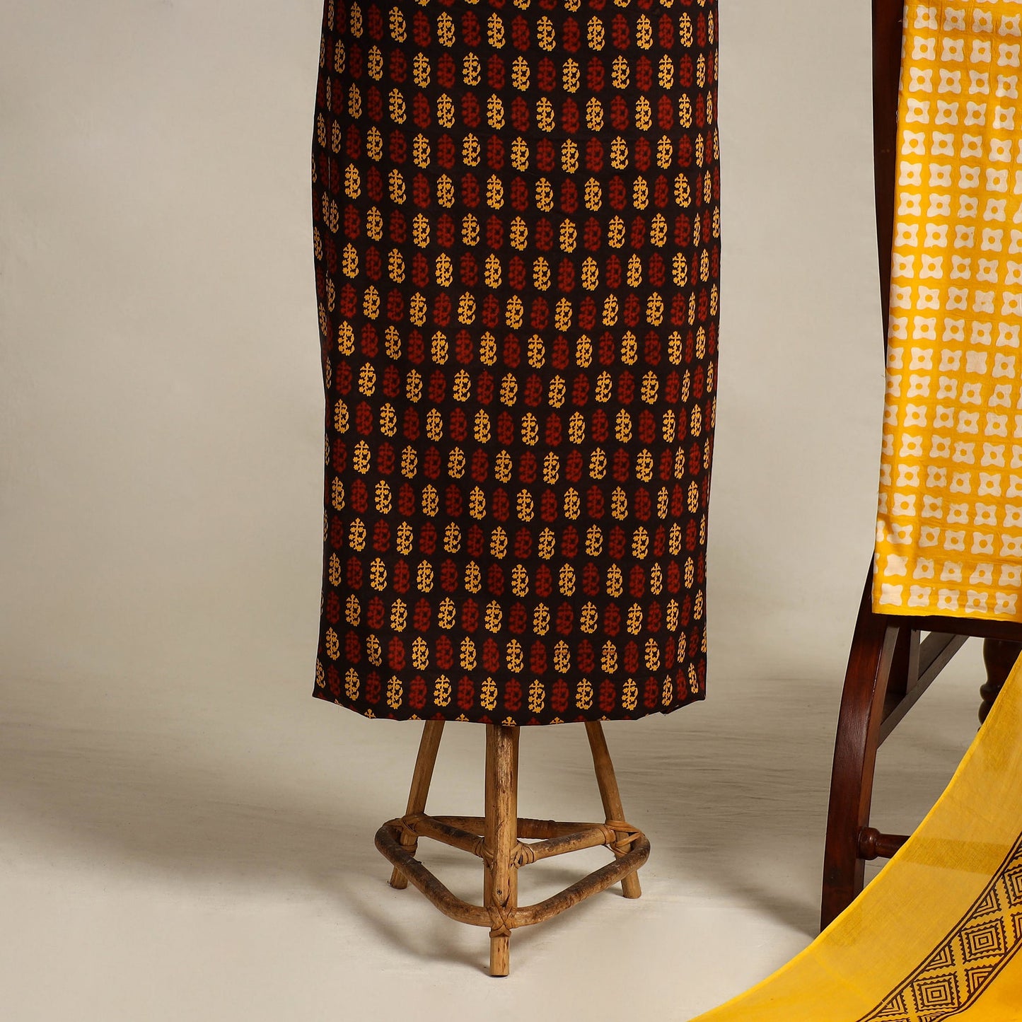 Multicolor 3pc Cotton Bagh Print Dress Material 