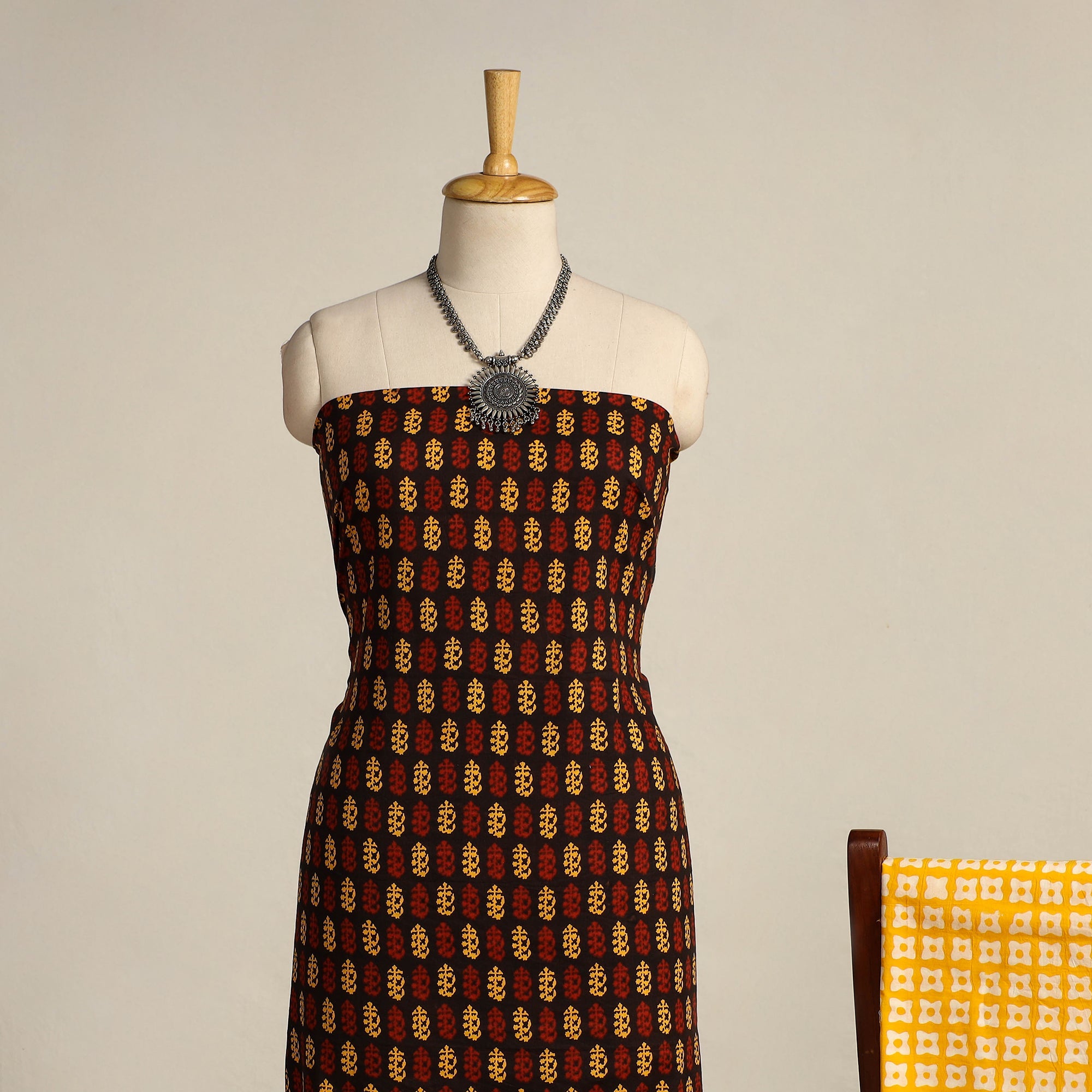 Multicolor 3pc Cotton Bagh Print Dress Material 