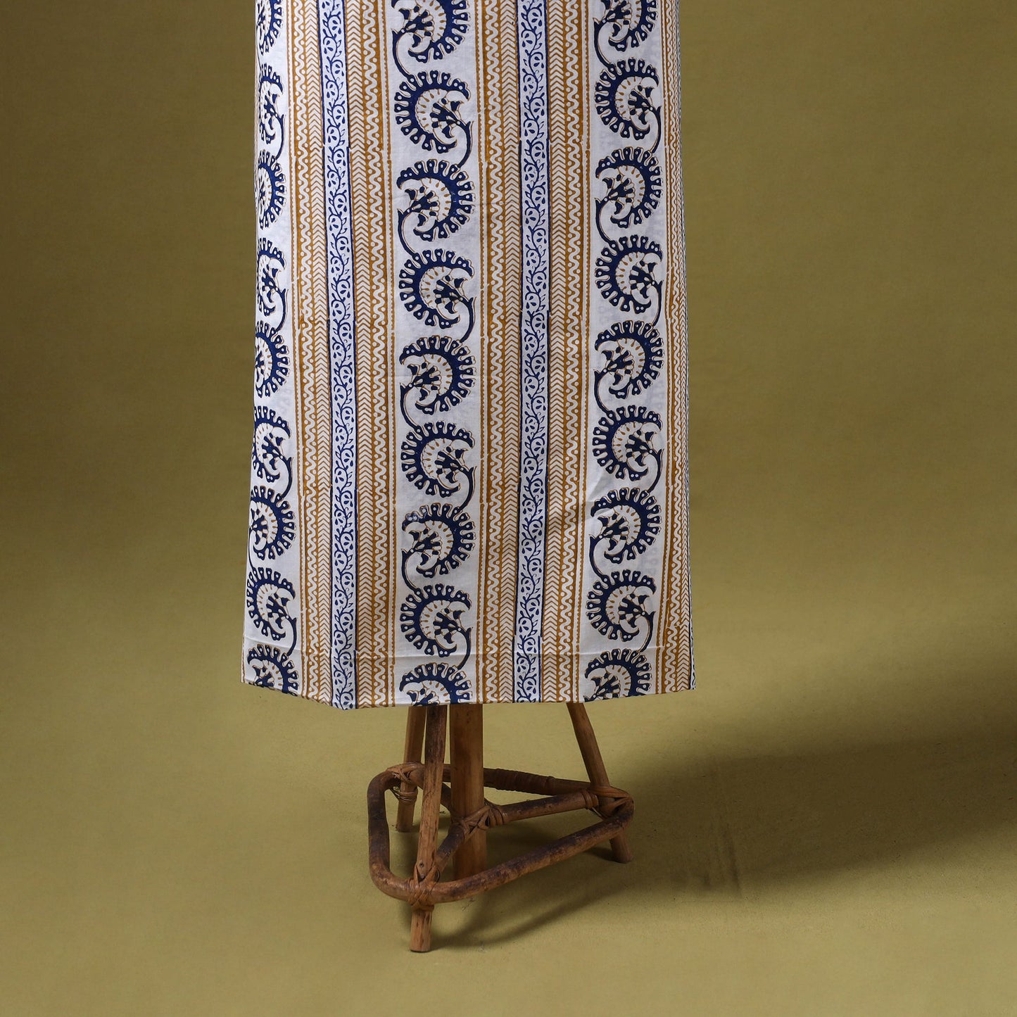 Multicolor 3pc Cotton Bagh Print Dress Material with Jewellery Set