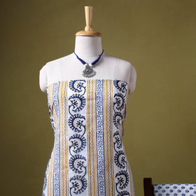 Multicolor 3pc Cotton Bagh Print Dress Material with Jewellery Set