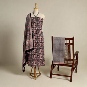 Multicolor 3pc Cotton Bagh Print Suit Material Set