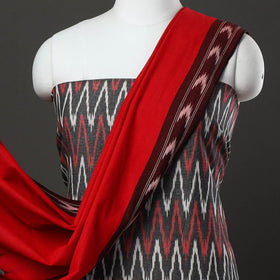 Multicolor - 3pc Cotton Handloom Pochampally Ikat Dress Material 06