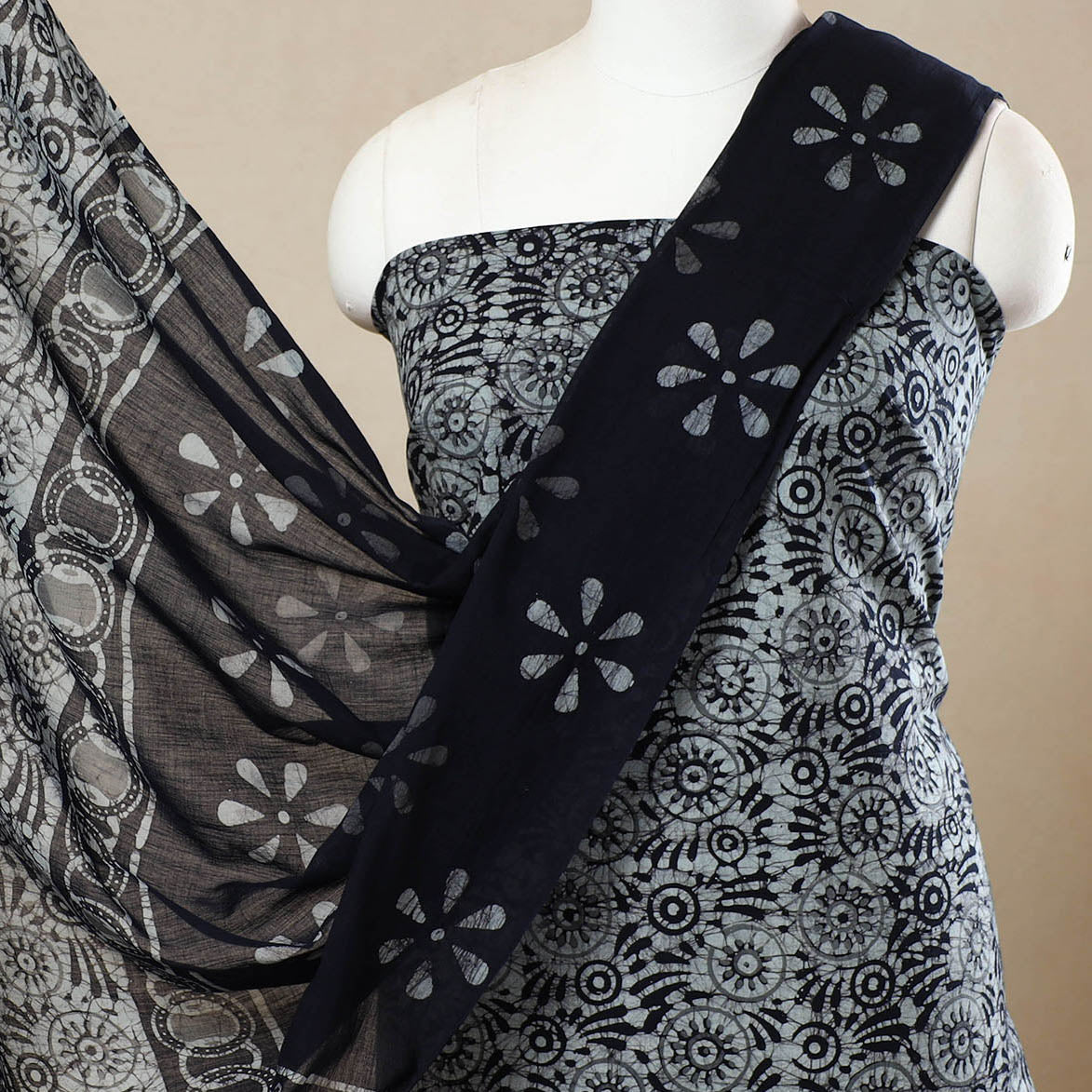 Multicolor - 3pc cotton kutch batik unstitched dress