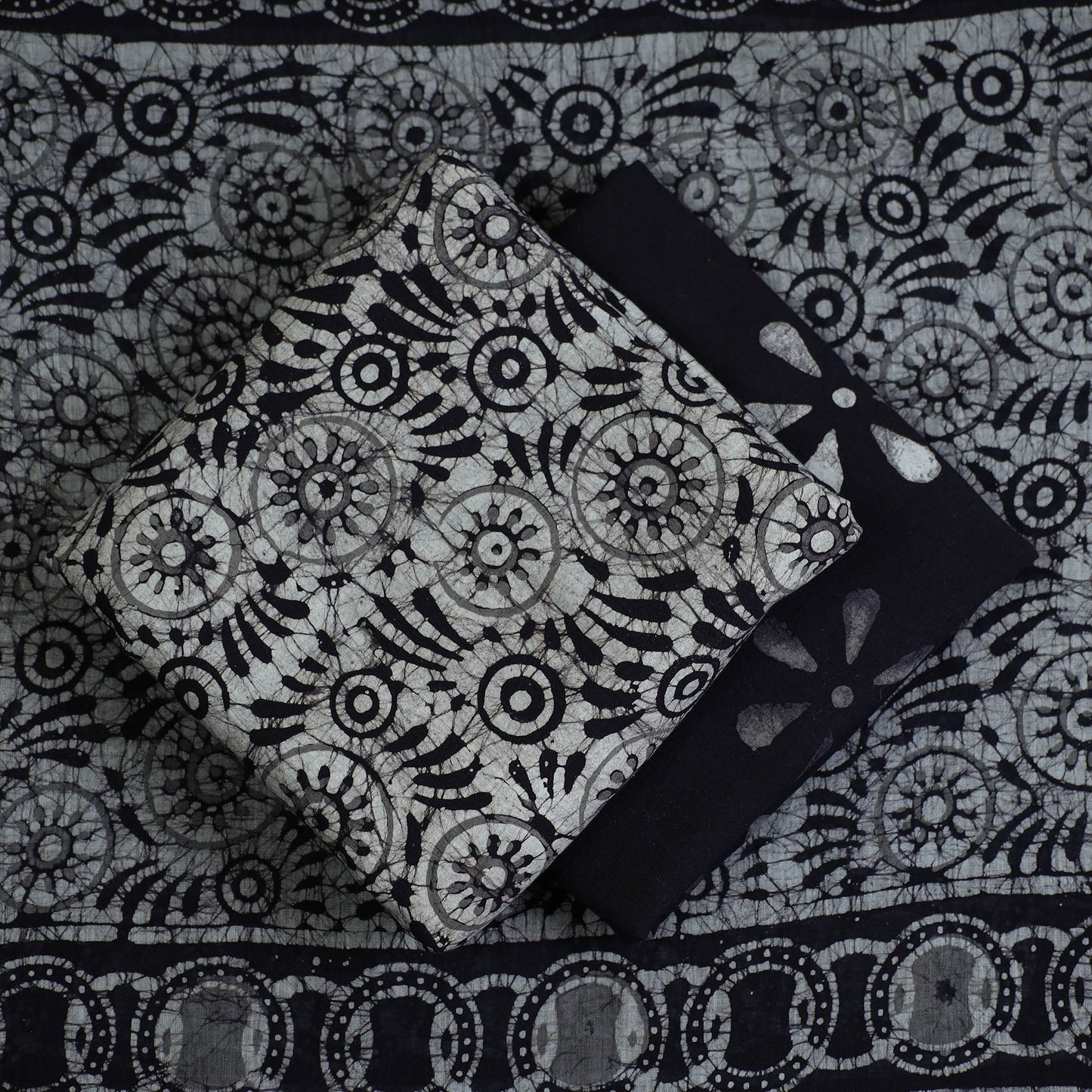 Multicolor - 3pc cotton kutch batik unstitched dress