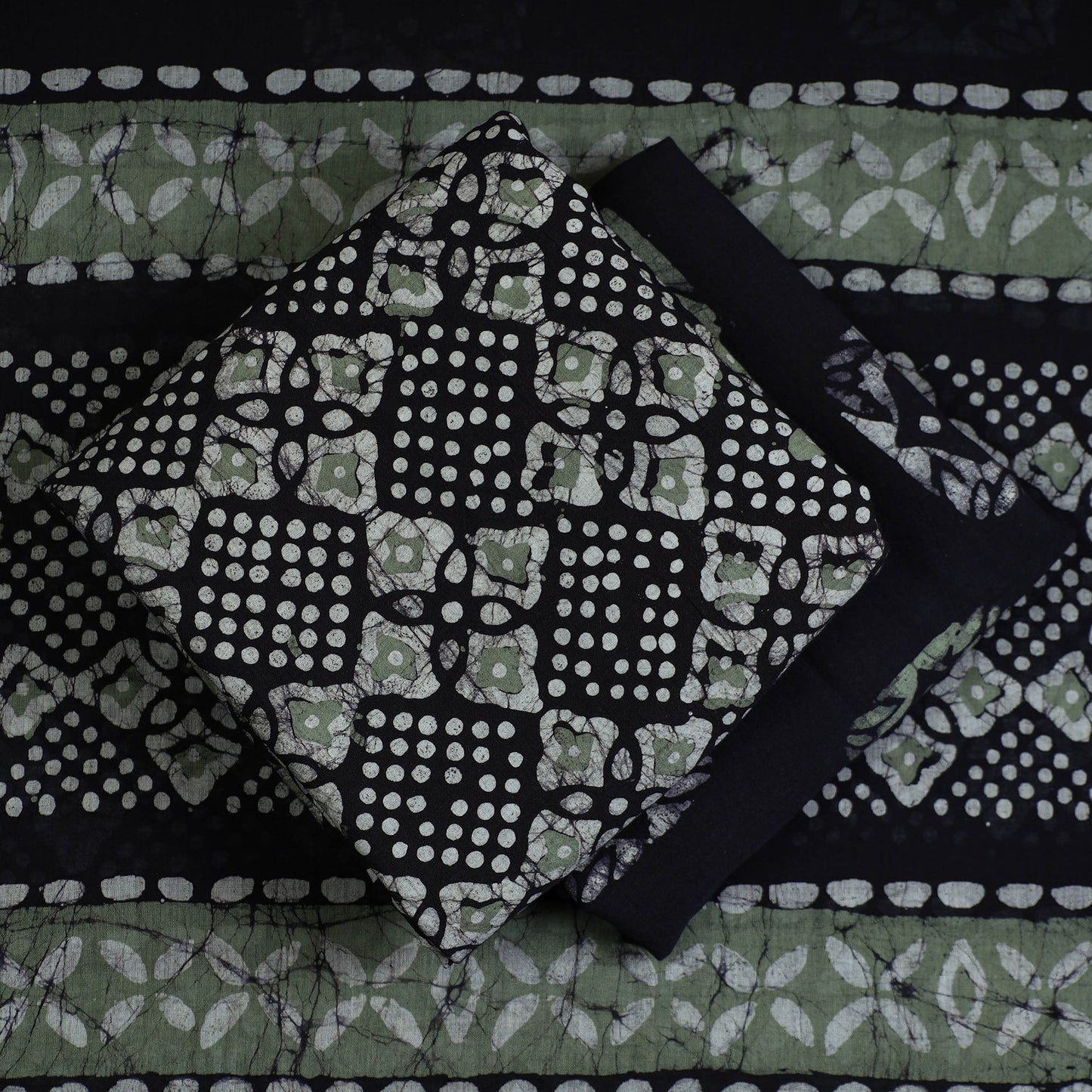 Multicolor - 3pc cotton kutch batik unstitched dress